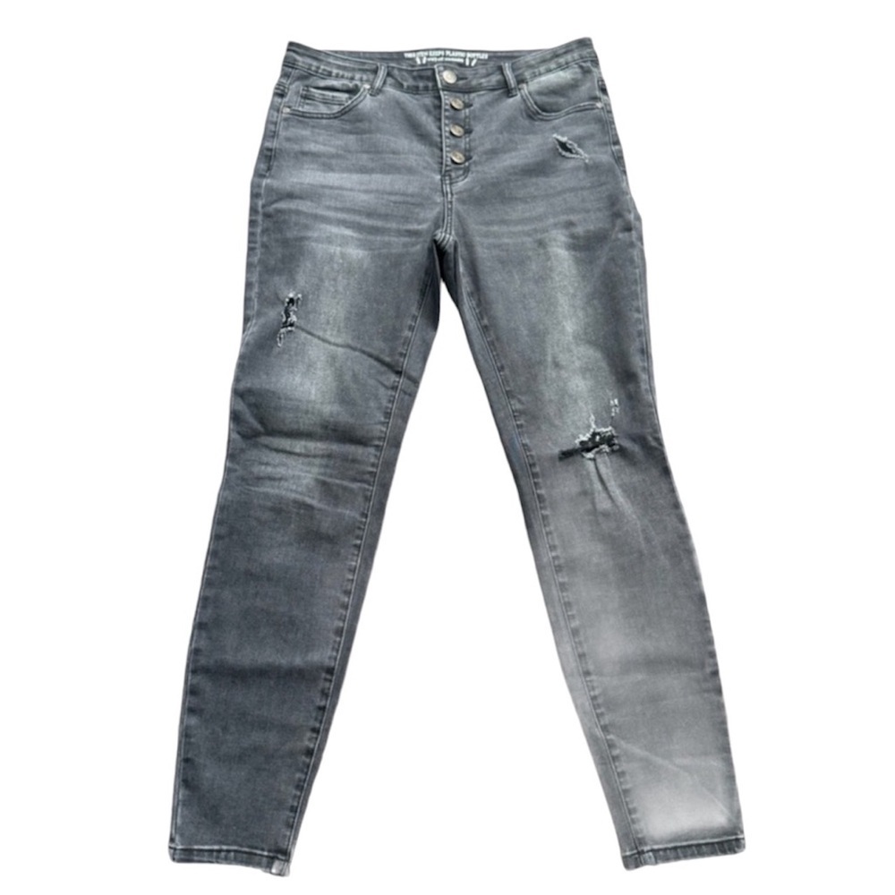Grace & Lace button fly Black worn soft denim jeans. Eco friendly Sz 10